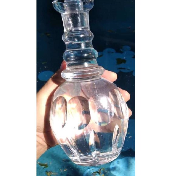 Hand Cut 24% Pbo Lead Crystal Decanter with Mushroom Stopper from West Germany - Picture 5 of 12